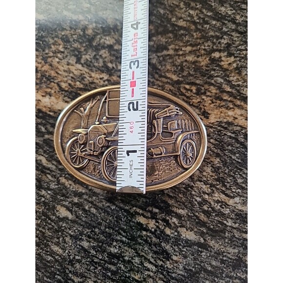VTG Avon Brass Tone Model A Ford Car Automobile Oval Belt Buckle Casual Grunge - Picture 5 of 5